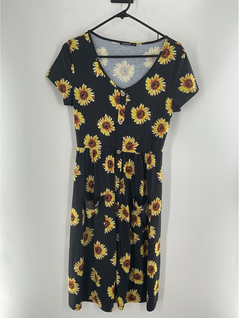 Ouges Women’s Size Medium Sunflower Dress Knee Length Round Neck 035